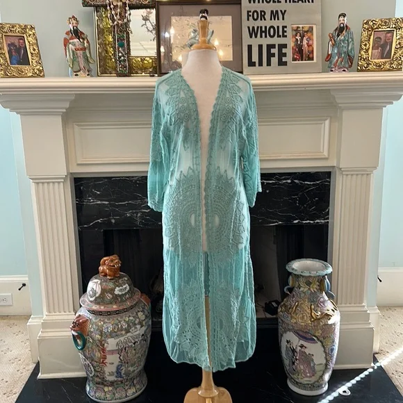 green emerald velvet dress Women's Sheer Lime Green Kimono Dress with Ruffle Sleeves – Amy Page  DeBlasio main image 1